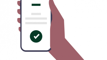 hand holding phone with checkmark